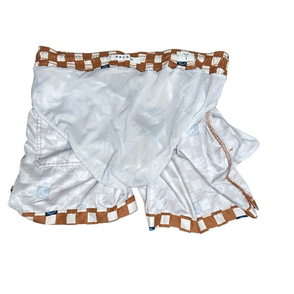 PacSun Blue and Brown Retro Swim Trunks Size Small - Picture 7 of 10